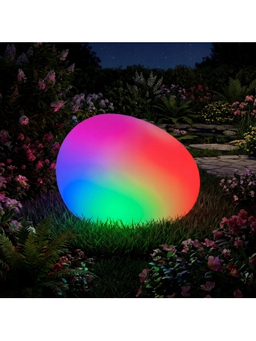 Lampa solarna KULA/KAMIEŃ LED RGB+PILOT 32CM 7144