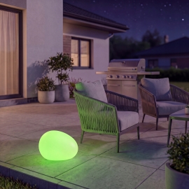 Lampa solarna KULA/KAMIEŃ LED RGB+PILOT 40CM 7145