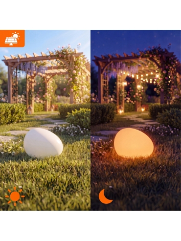 Lampa solarna KULA/KAMIEŃ LED RGB+PILOT 40CM 7145