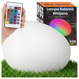 Lampa solarna KULA/KAMIEŃ LED RGB+PILOT 40CM 7145