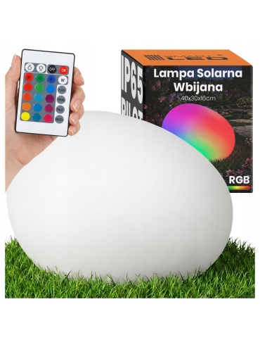 Lampa solarna KULA/KAMIEŃ LED RGB+PILOT 40CM 7145