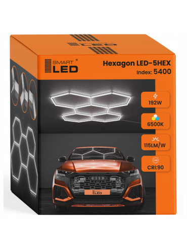 Hexagon do garażu LED 192W 6500K 5400