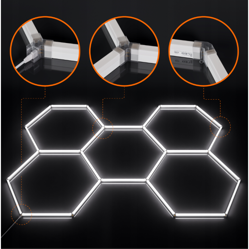 Hexagon do garażu LED 192W 6500K 5400