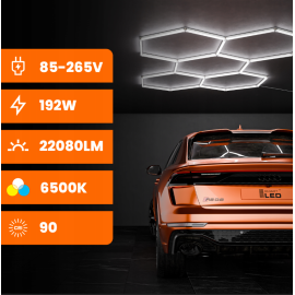 Hexagon do garażu LED 192W 6500K 5400